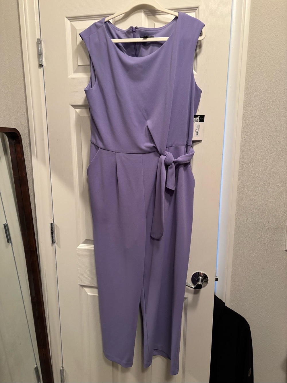 Tahari ASL Lilac Sleeveless Tie-Waist Jumpsuit NWT Size 16